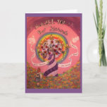 Bat Mitzvah, Mazel Tov, Greetings Card, Card<br><div class="desc">I wanted to create a card that would depict the magic and mystery that awaits the young Bat Mitzvah girl. The passage of becoming an independent young woman is filled with adventure, curiosity and strange new experiences, so I was reminded of 'Alice in Wonderland'. A twisting tree of life carries...</div>