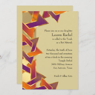Bat Mitzvah Metallic Look Star of David Invitation