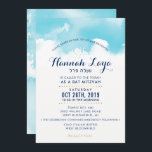 BAT MITZVAH modern aqua blue watercolor HANNAH Invitation<br><div class="desc">by kat massard >>> https://linktr.ee/simplysweetpaperie <<< - - - - - - - - - - - - - - - - - - - - - - - - - - - - Love the design, but would like to see some changes - another colour scheme, product, add a...</div>