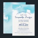 BAT MITZVAH modern aqua blue watercolor invite<br><div class="desc">by kat massard >>> kat@simplysweetPAPERIE.com <<< - - - - - - - - - - - - - - - - - - - - - - - - - - - - CONTACT ME for custom wording or to add any lines in Hebrew Love the design, but would...</div>