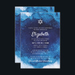 Bat Mitzvah Modern Blue Watercolor Invitation<br><div class="desc">Composed of playful script and serif typography; All against a backdrop of blue watercolor background. 

This is designed by Select Party Supplies,  exclusive for Zazzle.

Available here:
http://www.zazzle.com/selectpartysupplies</div>