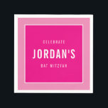 BAT MITZVAH modern bold block pretty pink Napkin<br><div class="desc">by kat massard >>> WWW.SIMPLYSWEETPAPERIE.COM <<<</div>