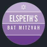 BAT MITZVAH modern bold ombre block violet purple Classic Round Sticker<br><div class="desc">by kat massard >>> https://linktr.ee/simplysweetpaperie <<< 
Love the design,  but would like to see some changes - another colour scheme,  product,  add a photo or adapted for a different occasion - no worries simply contact me,  kat@simplysweetPAPERIE.com - I am happy to help!</div>