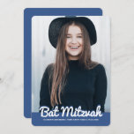 Bat Mitzvah Modern Custom Photo Invitation<br><div class="desc">This design is composed of playful cursive script countered by simple san serif typography. This design is modern and simple. Add photo image.

Available here:
http://www.zazzle.com/store/selectpartysupplies</div>