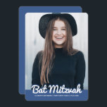 Bat Mitzvah Modern Custom Photo Invitation<br><div class="desc">This design is composed of playful cursive script countered by simple san serif typography. This design is modern and simple. Add photo image.

Available here:
http://www.zazzle.com/store/selectpartysupplies</div>