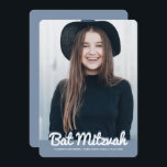 Bat Mitzvah Modern Custom Photo Invitation<br><div class="desc">This design is composed of playful cursive script countered by simple san serif typography. This design is modern and simple. Add photo image.

Available here:
http://www.zazzle.com/store/selectpartysupplies</div>