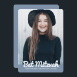 Bat Mitzvah Modern Custom Photo Invitation<br><div class="desc">This design is composed of playful cursive script countered by simple san serif typography. This design is modern and simple. Add photo image.

Available here:
http://www.zazzle.com/store/selectpartysupplies</div>