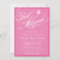 BAT MITZVAH modern elegant script hollywood pink