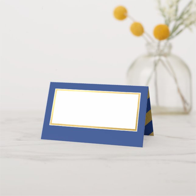 BAT MITZVAH  modern faux gold royal blue AVRIA Place Card (Front)