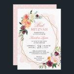Bat Mitzvah | Modern Gold Frame Watercolor Floral Invitation<br><div class="desc">Create your perfect invitation with this pre-designed templates, you can easily personalise it to be uniquely yours. For further customisation, please click the "customise further" link and use our easy-to-use design tool to modify this template. If you prefer Thicker papers / Matte Finish, you may consider to choose the Matte...</div>