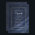 Bat Mitzvah Modern Monogram Gold Frame Invitation<br><div class="desc">Composed of elegant serif and cursive script typography on golden frame and dark blue background

This is designed by Select Party Supplies,  exclusive for Zazzle.

Available here:
http://www.zazzle.com/selectpartysupplies</div>