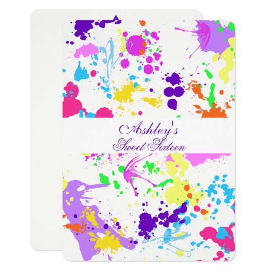 Bat Mitzvah, Modern Paint Splatter, Invitation