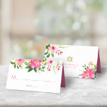 Bat Mitzvah Modern Pink Floral Watercolor Stylish Place Card<br><div class="desc">No Bat Mitzvah party is complete without personalised place cards. Let your favourite Bat Mitzvah be proud, rejoice and celebrate her milestone at her perfectly coordinated party. A chic, stunning, pink and peach floral watercolor and modern dusty rose sans serif typography overlay a white background. Additional watercolor flowers, a gold...</div>
