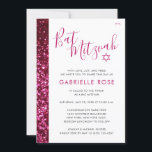 Bat Mitzvah Modern Pink Minimal Glitter Stripe Invitation<br><div class="desc">Pink and black modern sparkly glitter elegant Bat Mitzvah invitation for a modern and fun pink theme mitzvah ceremony and luncheon. Coordinating invitation insert cards and decorations to complete your elegant and girly Bat Mitzvah theme is available in the Paper Grape Zazzle designer shop.</div>