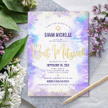Bat Mitzvah modern purple watercolor real gold<br><div class="desc">Be proud, rejoice and showcase this milestone of your favourite Bat Mitzvah! Send out this stunning, modern, sparkly real gold foil, dots and typography script against a soft purple watercolor background, personalised invitation for an event to remember. Personalise the custom text with your Bat Mitzvah’s name, date, and venue information....</div>