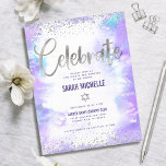 Bat Mitzvah modern silver foil purple watercolor Enclosure Card<br><div class="desc">Be proud, rejoice and showcase this milestone of your favourite Bat Mitzvah! Include this stunning, modern, sparkly silver faux foil and glitter dots and handwritten calligraphy script against a soft purple watercolor background, personalised insert for additional information to your event. Personalise the custom text with your Bat Mitzvah’s name, date,...</div>