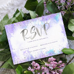 Bat Mitzvah modern silver foil purple watercolor RSVP Card<br><div class="desc">Be proud, rejoice and showcase this milestone of your favourite Bat Mitzvah! Include this stunning, modern, sparkly silver faux foil and glitter dots and handwritten calligraphy script against a soft purple watercolor background, personalised RSVP insert card for your event. Personalise the custom text with the “reply by” date. Guaranteed to...</div>