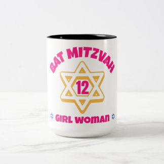 Bat Mitzvah Modern Star of David  Two-Tone Coffee Mug