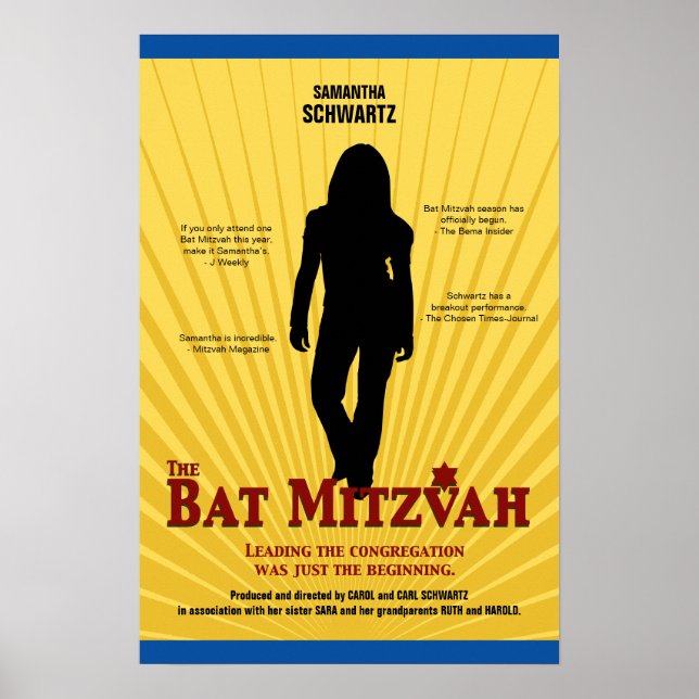 Bat Mitzvah Movie Star Yellow Blue Poster (Front)