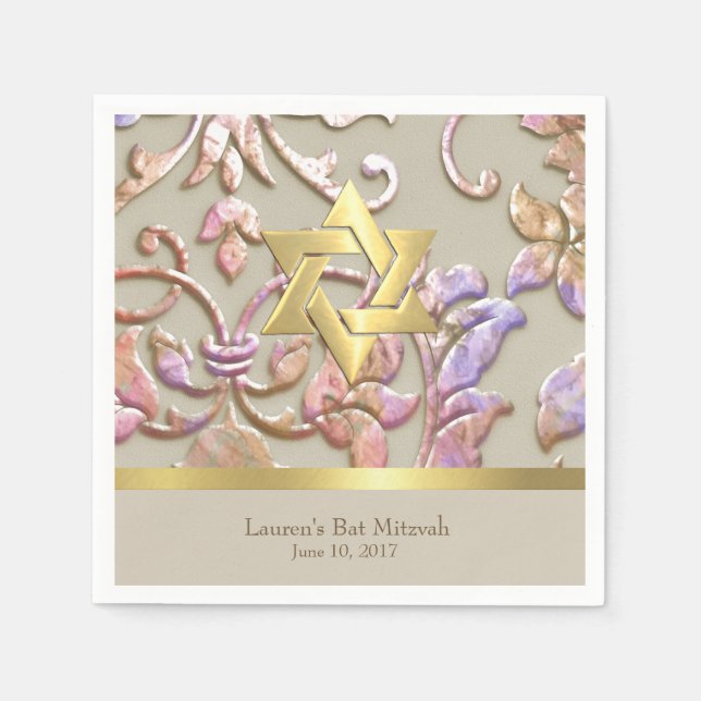 Bat Mitzvah Multi "Embossed" Damask Napkin (Front)