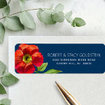 Bat Mitzvah Navy Blue Floral Modern Return Address Label<br><div class="desc">Be proud, rejoice and showcase this milestone of your favourite Bat Mitzvah with this sophisticated, personalised return address label! A chic, stunning, red floral watercolor and modern san serif type overlay a navy blue background. Personalise the custom text with your name and address. Guaranteed to add stylish fun to all...</div>