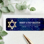 Bat Mitzvah Navy Gold Glitter Bold Return Address Label<br><div class="desc">Be proud, rejoice and celebrate this milestone of your favourite Bat Mitzvah whenever you use this sophisticated, personalised return address label! Bold, white sans serif typography, a faux gold Star of David and tiny, faux gold confetti glitter dots overlay a sophisticated, dramatic navy blue watercolor background. Personalise the custom text...</div>