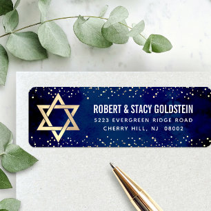 Bat Mitzvah Navy Gold Glitter Bold Return Address Label