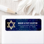 Bat Mitzvah Navy Gold Glitter Bold Return Address Return Address Label<br><div class="desc">Be proud, rejoice and celebrate this milestone of your favourite Bat Mitzvah whenever you use this sophisticated, personalised return address label! Bold, white sans serif typography, a faux gold Star of David and tiny, faux gold confetti glitter dots overlay a sophisticated, dramatic navy blue watercolor background. Personalise the custom text...</div>