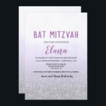 Bat Mitzvah Ombre Lavender Invitation<br><div class="desc">Bat Mitzvah Ombre Lavender Watercolor Faux Silver Glitter Invitation</div>