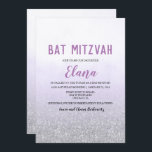 Bat Mitzvah Ombre Lavender Invitation<br><div class="desc">Bat Mitzvah Ombre Lavender Watercolor Faux Silver Glitter Invitation</div>