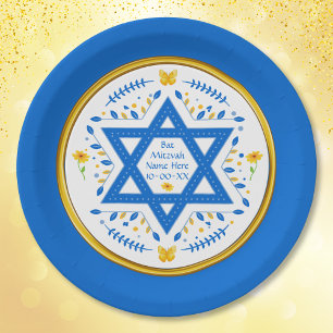 Bat Mitzvah Paper Plates. Personalised Plate