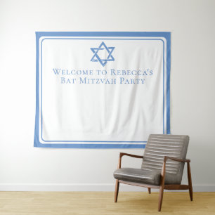 Bat Mitzvah Party Light Blue Photo Booth Tapestry