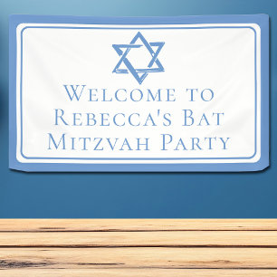 Bat Mitzvah Party Light Blue Star of David Banner