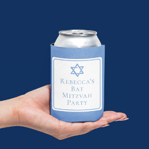 Bat Mitzvah Party Light Blue Star of David Can Cooler