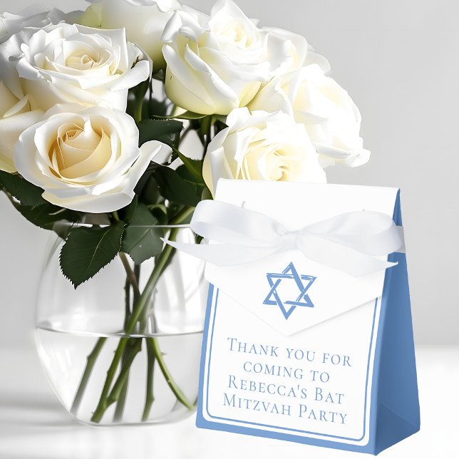 Bat Mitzvah Party Light Blue Star of David Favour Box (Creator Uploaded)