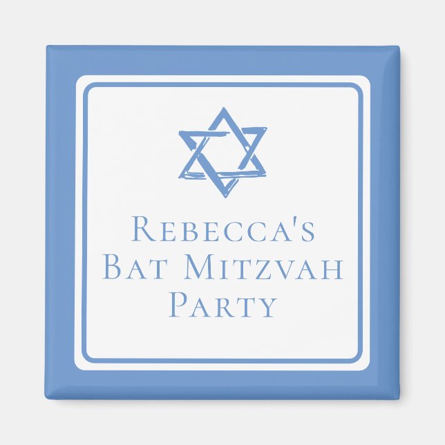 Bat Mitzvah Party Light Blue Star of David Magnet (Front)