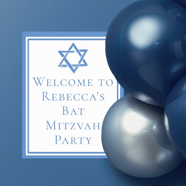 Bat Mitzvah Party Light Blue Star of David Poster (Creator Uploaded)