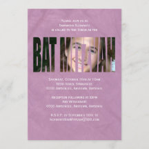 Bat Mitzvah Photo Invitation in Purple