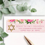 Bat Mitzvah Pink Floral Girly Gold Return Address Label<br><div class="desc">Be proud, rejoice and celebrate this milestone of your favourite Bat Mitzvah whenever you use this sophisticated, personalised return address label! A chic, stunning peach pink floral watercolor, faux gold foil Star of David and modern dusty rose sans serif type overlay a soft pink & confetti dots background. Personalise the...</div>