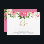 Bat Mitzvah Pink Floral Watercolor Gold Script RSVP Card<br><div class="desc">Be proud, rejoice and celebrate this milestone of your favourite Bat Mitzvah with this sophisticated, personalised RSVP insert card for your event! A chic, stunning, pink and peach floral watercolor with faux gold foil script typography and modern dusty rose and grey sans serif type overlay a white background. Additional watercolor...</div>