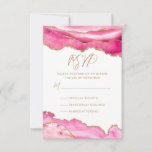 Bat Mitzvah Pink Gold Glitter Agate RSVP Card<br><div class="desc">This modern Bat Mitzvah RSVP response card features pink and faux gold glitter agate marble borders with modern script typography with date to personalise. The back of the card has matching agate borders and a faux gold star of David. Designed by Susan Coffey.</div>