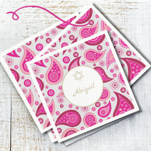 Bat Mitzvah Pink Gold Pattern Modern  Napkin