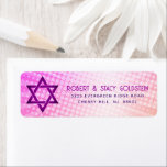Bat Mitzvah Pink Orange Gradient Retro Fun Address Return Address Label<br><div class="desc">Be proud, rejoice and showcase this milestone of your favourite Bat Mitzvah with this boho retro, personalised return address label! Fun, trendy, bold dark hot pink and purple typography with modern sans serif typography overlay a background of pop light orange and pink ombre gradient rays with white dots. Personalise the...</div>