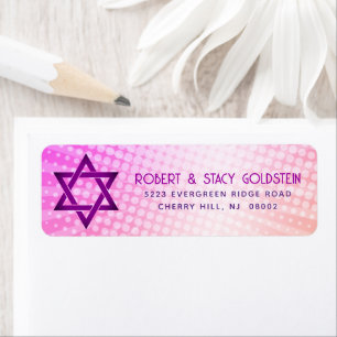 Bat Mitzvah Pink Orange Gradient Retro Fun Address Return Address Label