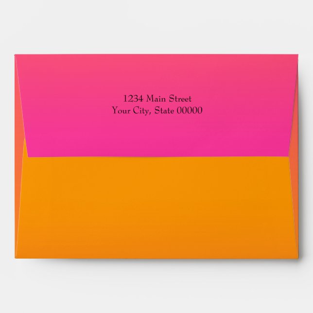 Bat Mitzvah Pink to Orange Ombre with Star Envelope (Back (Top Flap))