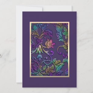 Bat Mitzvah Plum Purple Rainbow Damask Any Colour Invitation