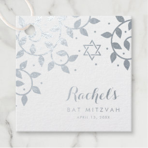 Bat Mitzvah Pretty tree of life silver foil Favour Tags