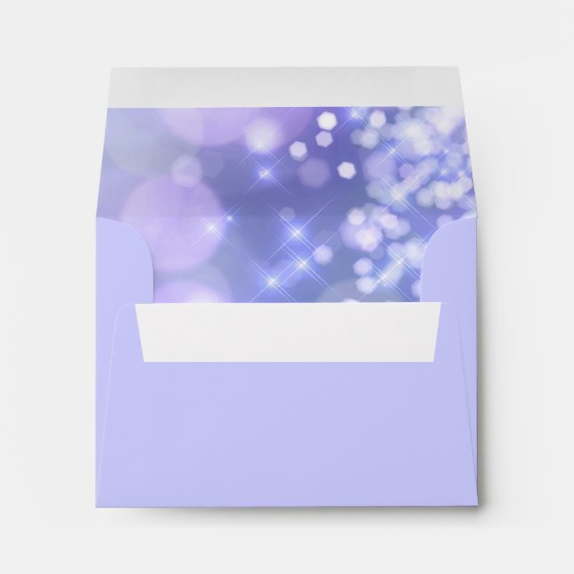 Bat Mitzvah Purple and Blue Sparkle Lights Envelopes (Back (Bottom))