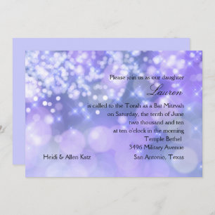 Bat Mitzvah Purple and Blue Sparkle Lights Invitation