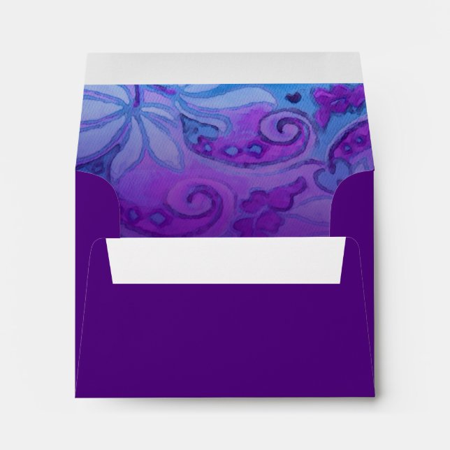 Bat Mitzvah Purple and Turquoise Floral Envelope (Back (Bottom))
